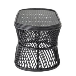 Bloomingville Abby Koffietafel Riet - Zwart -Bloomingville bloomingville abby koffietafel riet zwart 3