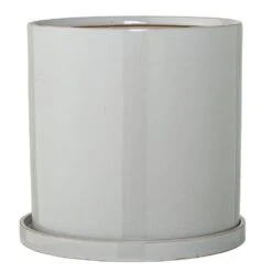 Bloomingville Bloempot Met Schotel Grijs Aardewerk