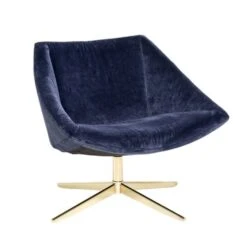 Bloomingville Elegant Fauteuil Blauw Velours -Bloomingville bloomingville elegant fauteuil blauw velours 2