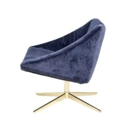 Bloomingville Elegant Fauteuil Blauw Velours -Bloomingville bloomingville elegant fauteuil blauw velours 3